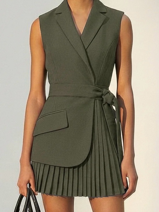 Commense Dresses & Skirts - COMMENSE SMALL NWT Olive Green Wrap Blazer Dress